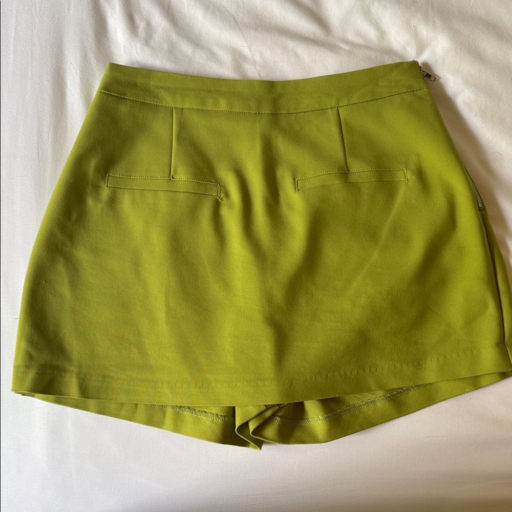 English Factory Chartreuse Pleated High-Rise Shorts